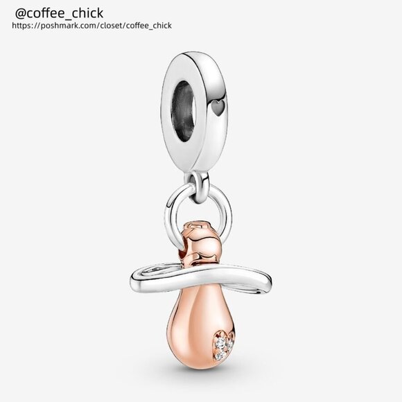 Pandora Baby Pacifier Dangle Charm|Two-tone - Picture 1 of 2